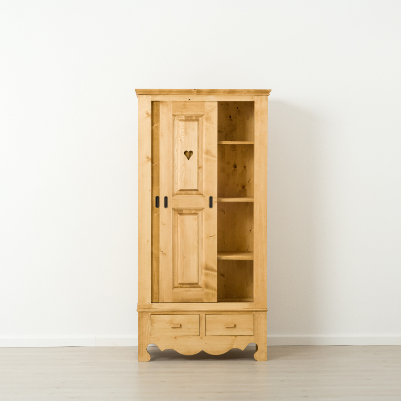 Armoire en pin massif 2 portes coulissantes