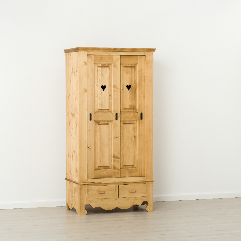 Armoire en pin massif 2 portes coulissantes