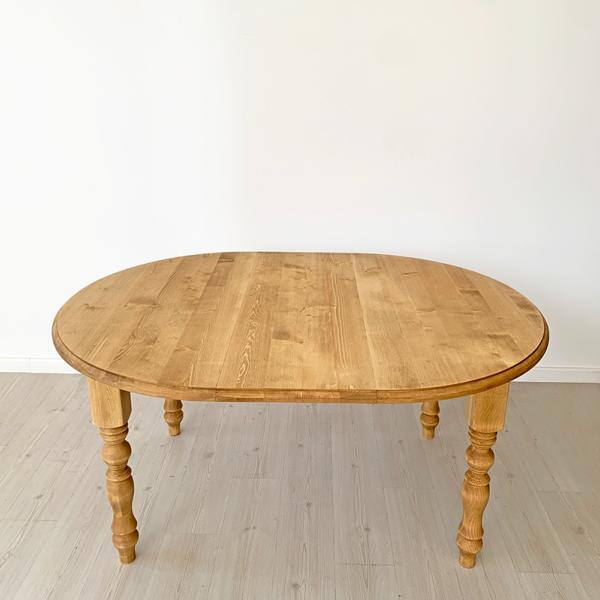 Table ronde en pin massif 2 allonges