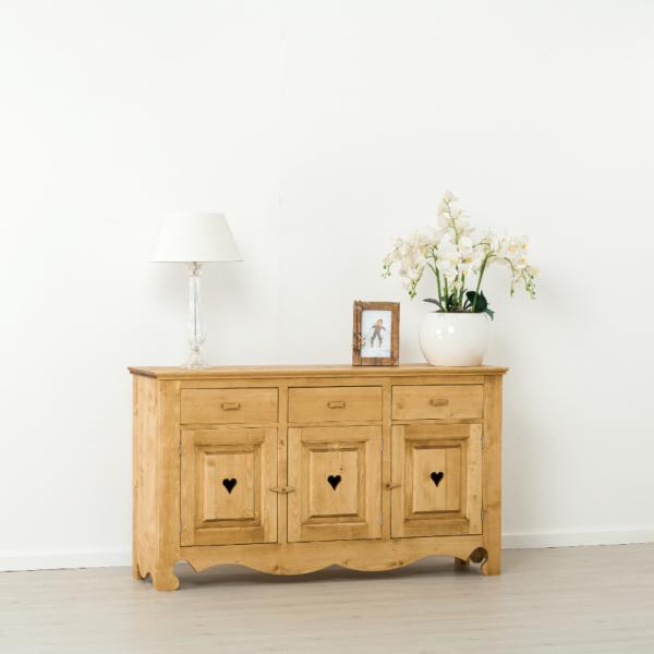 Bahut bas en pin massif 3 portes 3 tiroirs